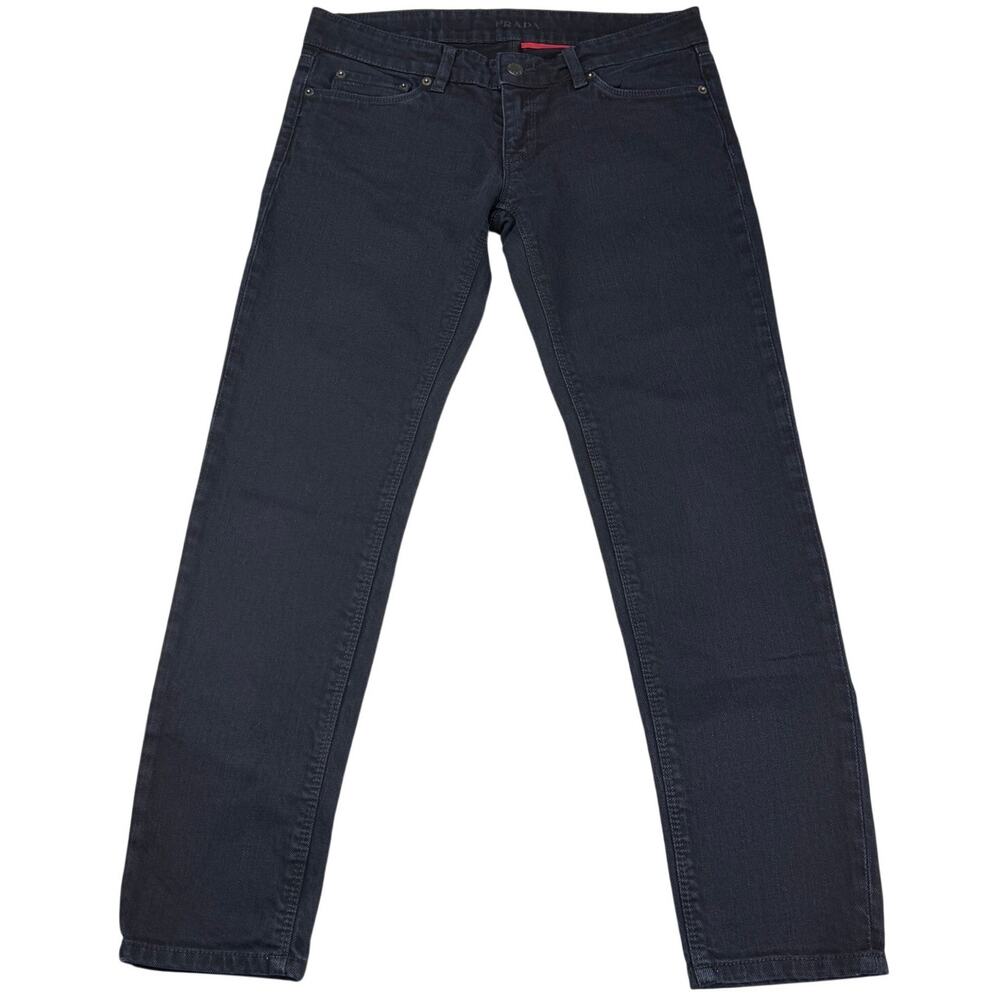 PRADA Low Rise Tapered Leg Jean Women's Size 27 Dark Blue Wash - Picture 2 of 12
